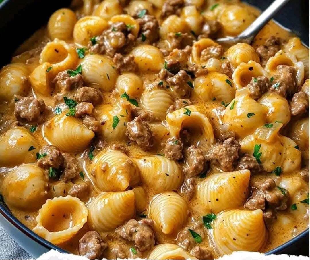 Rich and Comforting Creamy Beef Shells Casserole