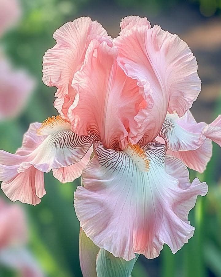 Blushing Bride Iris (Iris germanica) – A Symbol of Grace and Romance