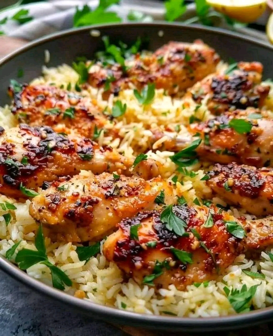 The Best Garlic Butter Chicken with Parmesan Rice