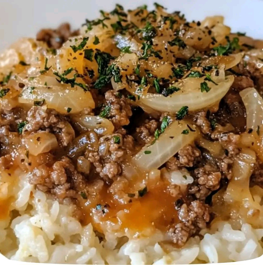 French Onion Ground Beef and Rice Casserole