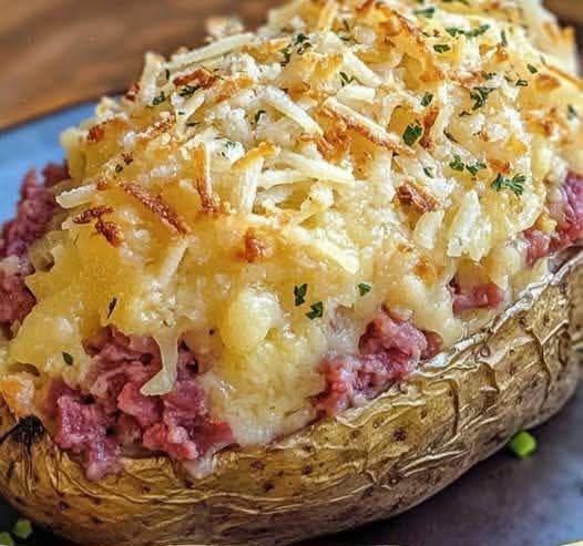 Reuben Stuffed Baked Potatoes