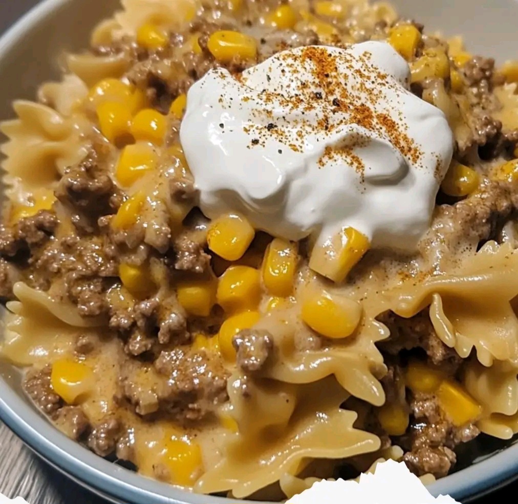 Creamy Ranch Beef Bowtie Skillet with Sweet Corn Magic