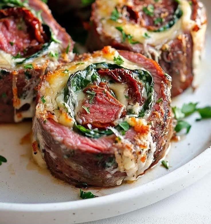 Spinach & Cheese Stuffed Steak Pinwheels
