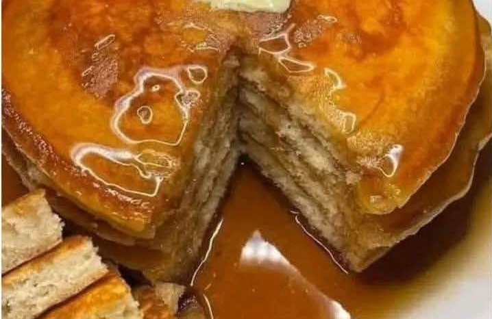 Fluffy Buttermilk Pancakes with Melted Butter & Maple Syrup