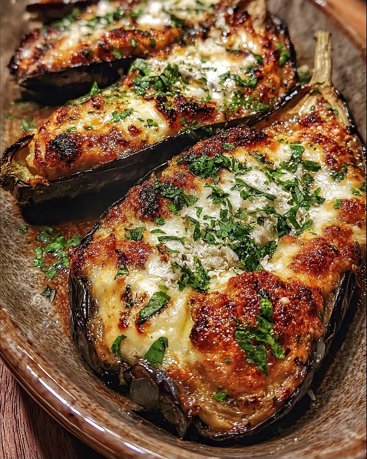 Cheesy Garlic Parmesan Baked Eggplant