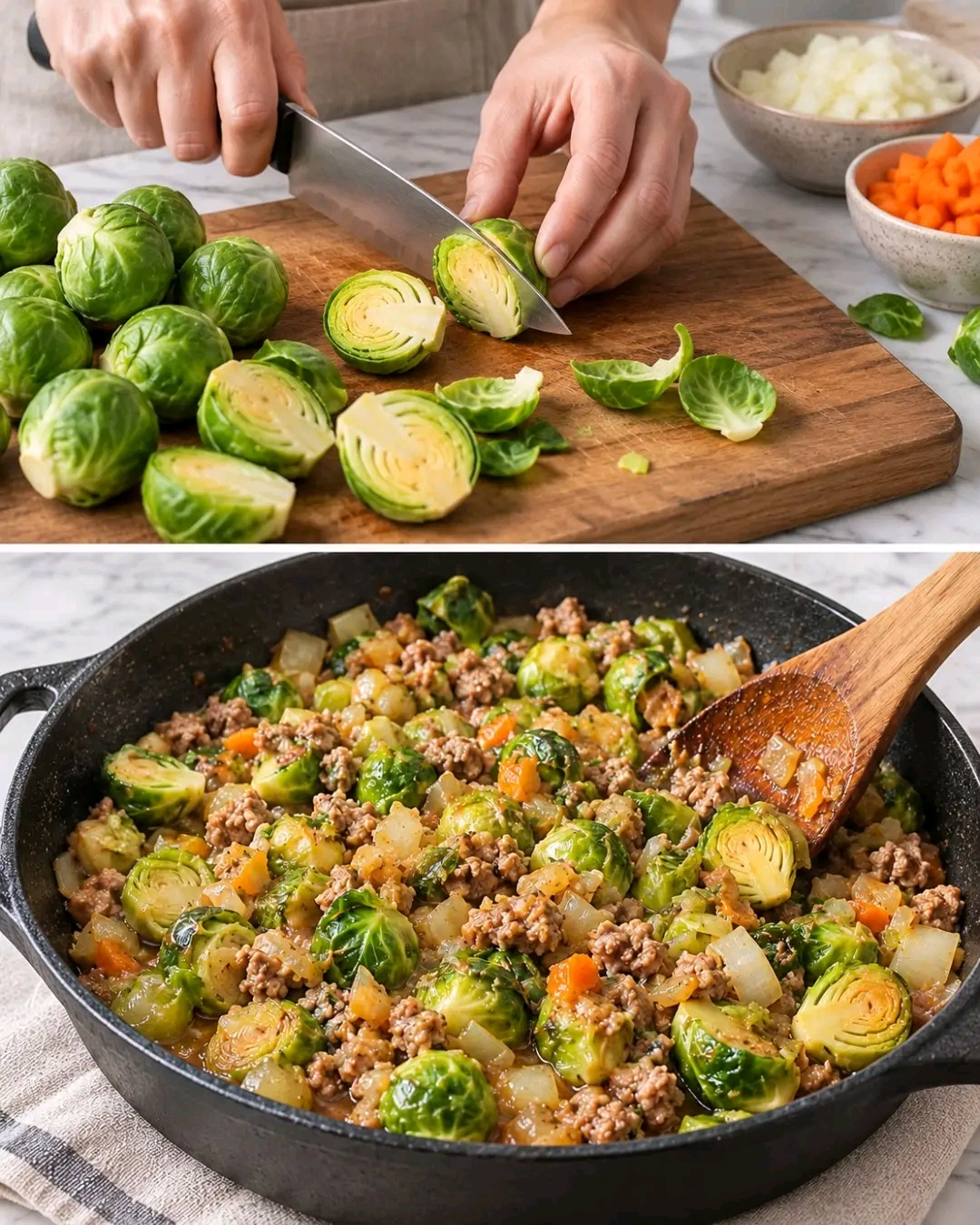 Rosenkohl-Hackfleisch-Pfanne
