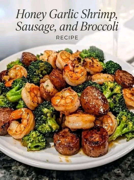 Honey Garlic Shrimp, Sausage,